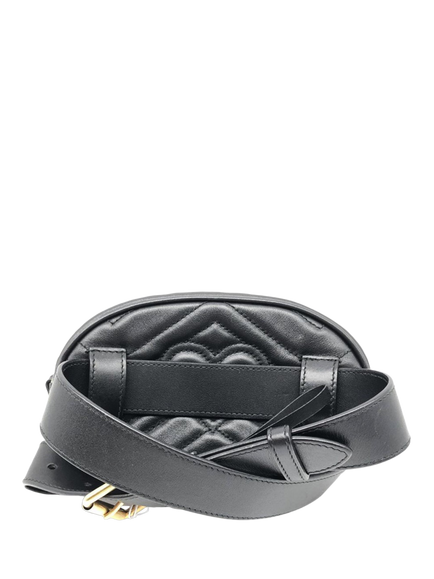 Pre-loved GUCCI GG Marmont Quilted Leather Belt Bag, Black - view 2, Black