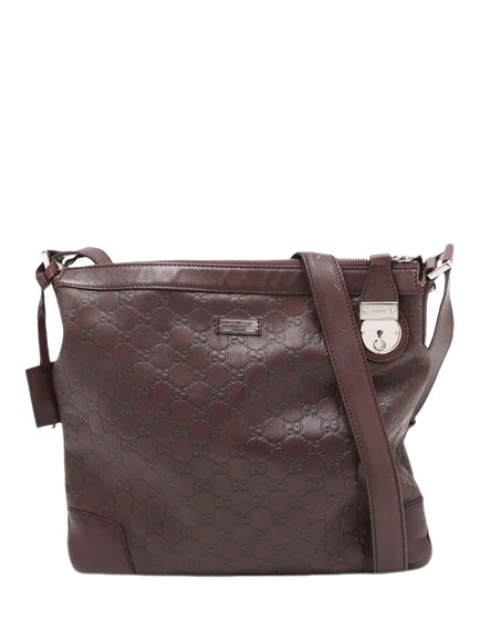 Pre-loved GUCCI Guccissima Leather Crossbody Bag, Dark Brown, Dark Brown