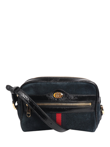 Pre-loved GUCCI Ophidia Suede Crossbody Bag, Navy, Navy