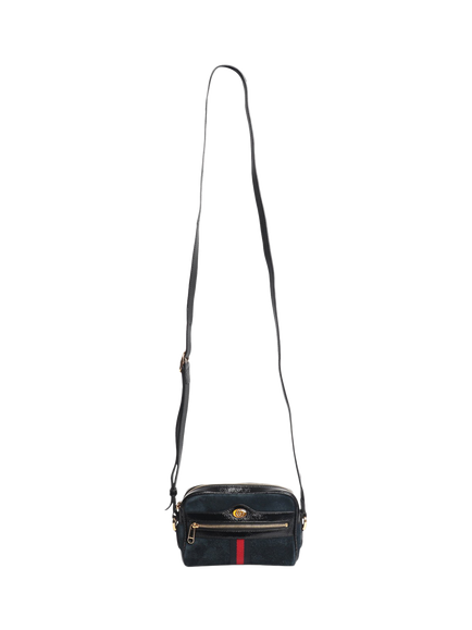 Pre-loved GUCCI Ophidia Suede Crossbody Bag, Navy - view 2, Navy