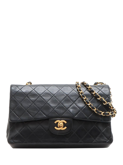 Pre-loved CHANEL Vintage 1991 Medium Lambskin Classic Double Flap Bag, Black, Black