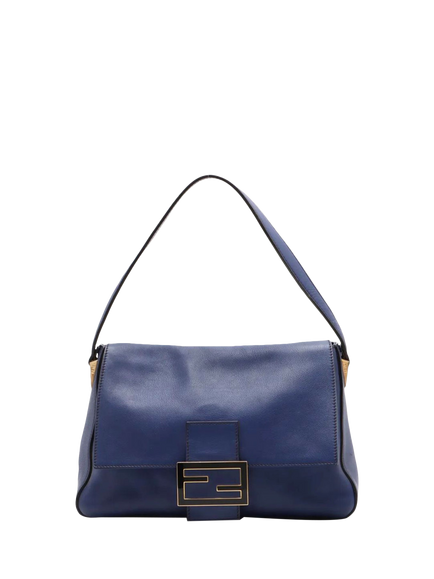 Pre-loved Fendi Big Mama Leather Shoulder Bag, Blue, Blue
