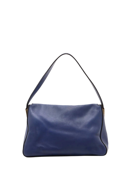 Pre-loved Fendi Big Mama Leather Shoulder Bag, Blue - view 2, Blue