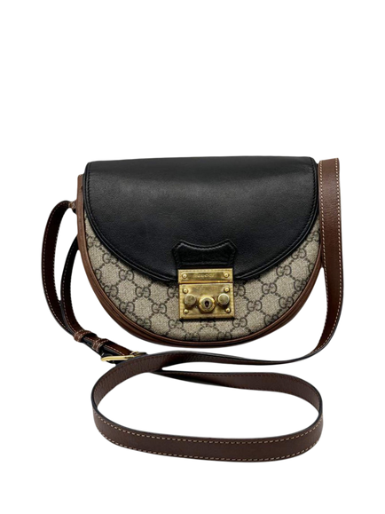 Pre-loved GUCCI GG Supreme Padlock Shoulder Bag, Brown, Brown