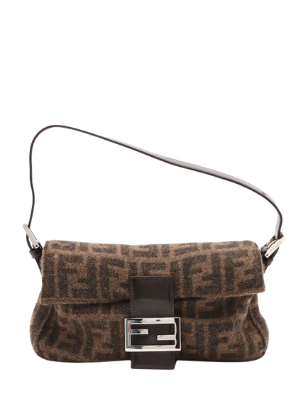 Pre-loved Fendi Wool Zucca Baguette Bag, Brown, Brown