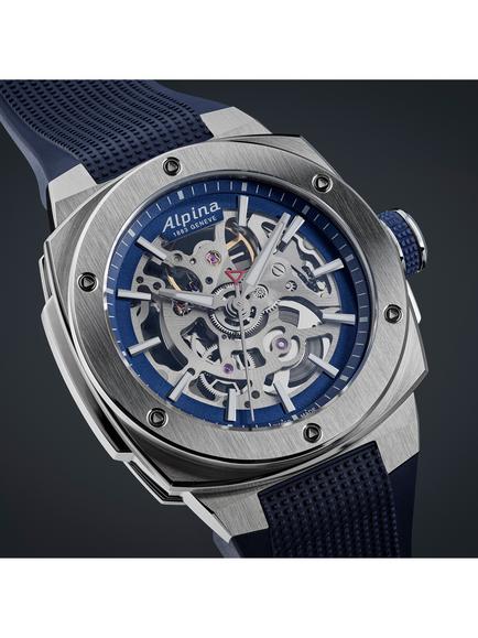 Alpina AL-520NSKT3AE6 Men's Alpiner Extreme Skeleton Dial Automatic Rubber Strap Watch, Blue - view 2, Blue