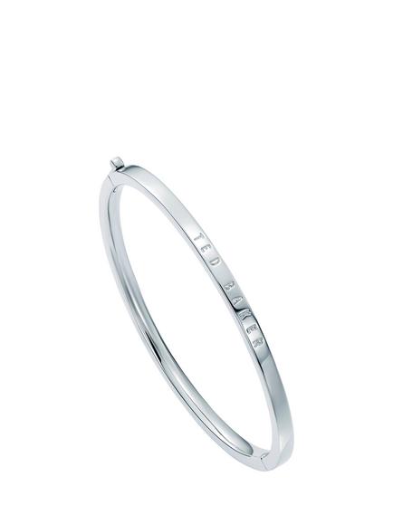 Ted Baker Chrishell Logo Slim Bangle, Silver, Silver Tone