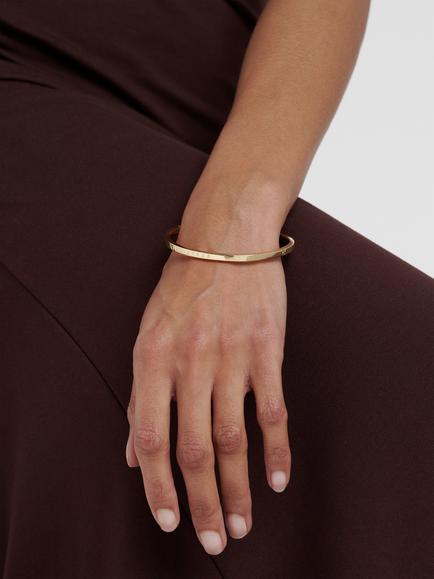Ted Baker Chrishell Logo Slim Bangle, Gold - view 2, Gold Tone