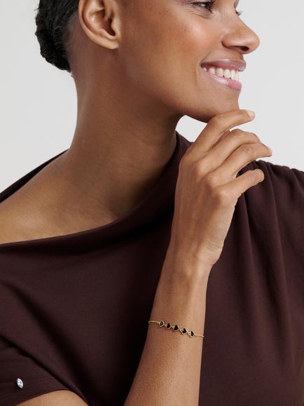 Ted Baker Harriet Enamel Heart Adjustable Bracelet, Gold - view 2, Gold Tone, Black