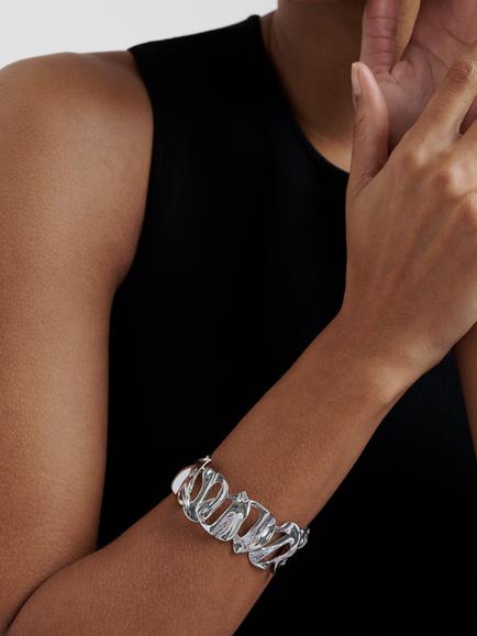 Ted Baker Leila Abstract Leaf Cuff Bracelet, Silver - view 2, Silver Tone
