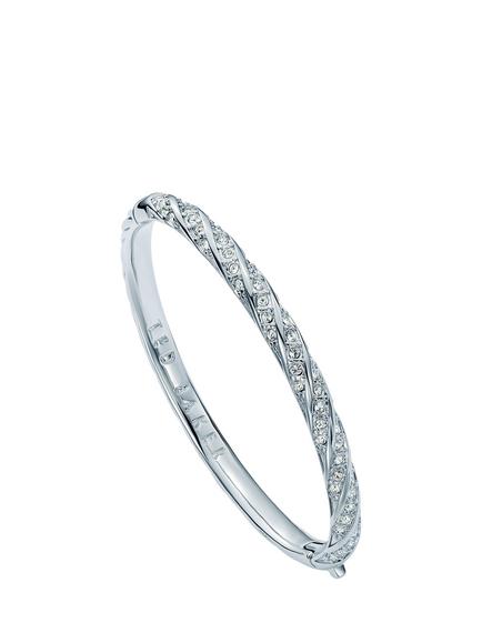 Ted Baker Torvi Crystal Twist Hinged Bangle, Silver, Silver Tone, Crystal