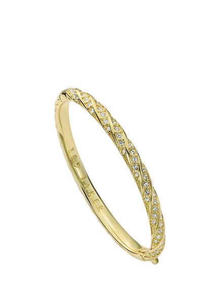Ted Baker Torvi Crystal Twist Hinged Bangle. Gold, Gold Tone, Crystal