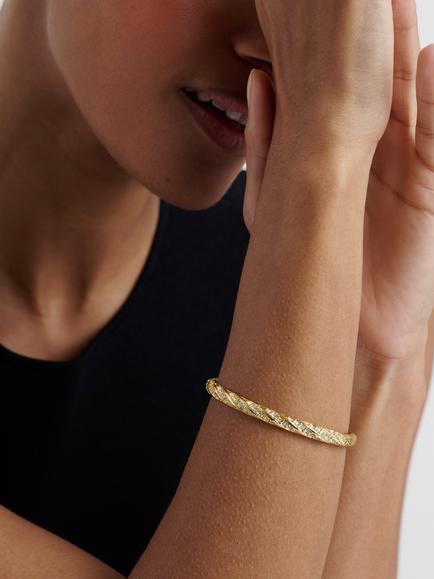 Ted Baker Torvi Crystal Twist Hinged Bangle. Gold - view 2, Gold Tone, Crystal