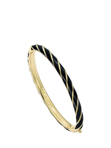 Ted Baker Trinity Twist Enamel Hinged Bangle Bracelet, Gold, Gold Tone, Black