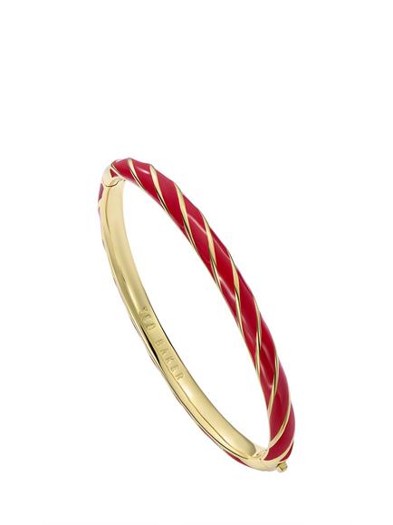 Ted Baker Trinity Twist Enamel Hinged Bangle Bracelet, Gold, Gold Tone, Red