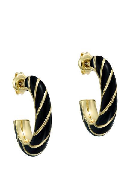 Ted Baker Trinna Twist Enamel Hoop Earrings, Gold, Gold Tone, Black