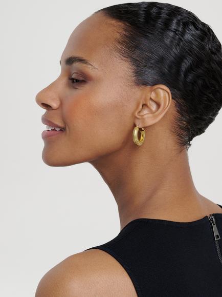 Ted Baker Deena Deco Groove Hoop Earrings, Gold - view 2, Gold Tone