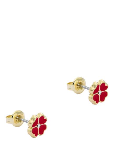 Ted Baker Freya Enamel Flower Stud Earrings, Gold, Gold Tone, Crystal