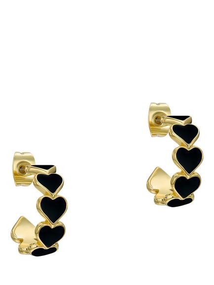 Ted Baker Hannah Enamel Heart Hoop Earrings, Gold, Gold Tone, Black