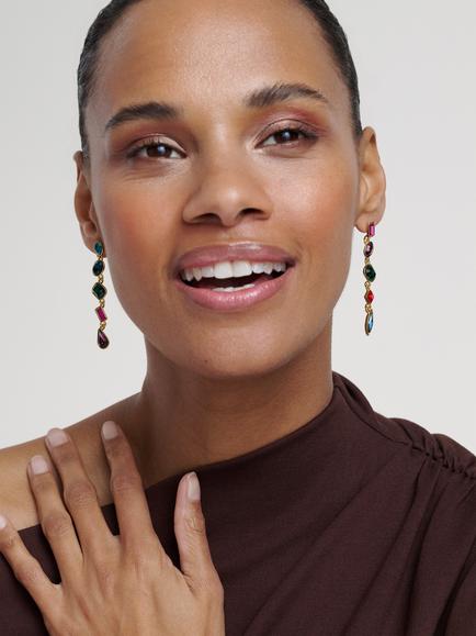 Ted Baker Julianna Jewel Chain Crystal Drop Earrings, Gold - view 2, Gold Tone, Crystal