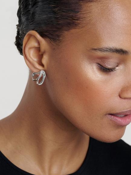 Ted Baker Leah Abstract Leaf Stud Earrings, Silver - view 2, Silver Tone