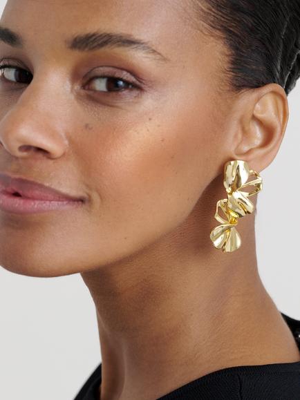 Ted Baker Leighanna Abstract Leaf Drop Earrings, Gold - view 2, Gold Tone