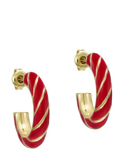 Ted Baker Trinna Twist Enamel Hoop Earrings, Gold, Gold Tone, Red