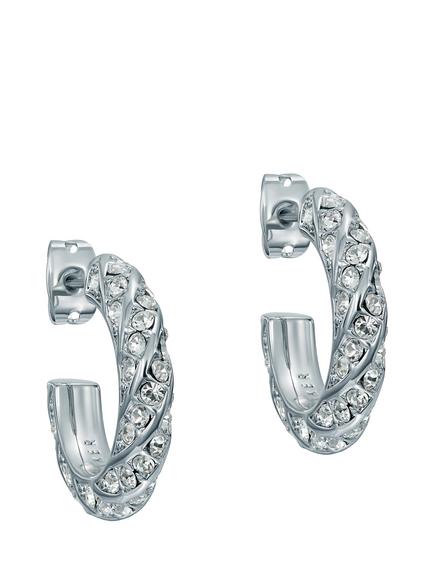 Ted Baker Toni Crystal Twist Hoop Earrings, Silver, Silver Tone, Crystal