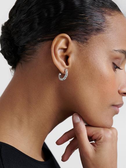Ted Baker Toni Crystal Twist Hoop Earrings, Silver - view 2, Silver Tone, Crystal