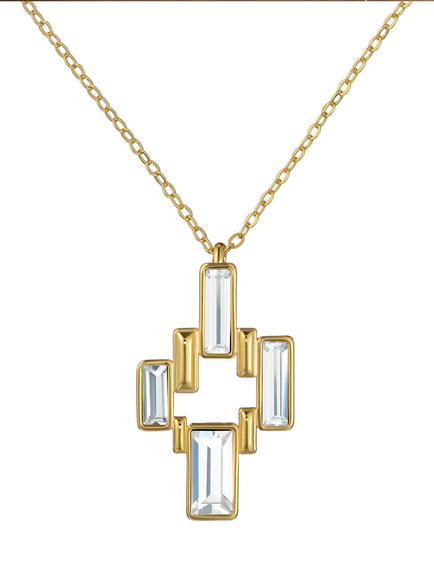 Ted Baker Demina Deco Crystal Pendant Necklace, Gold, Gold Tone, Crystal