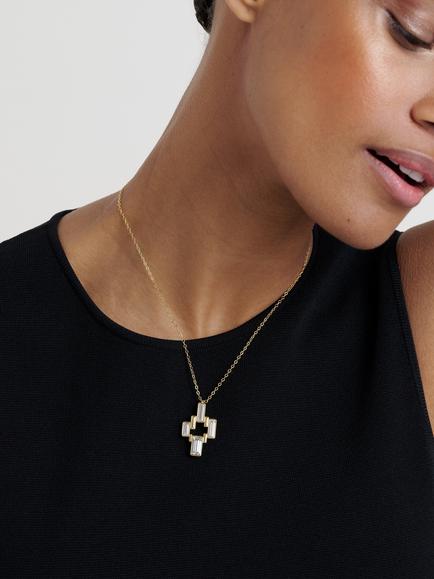 Ted Baker Demina Deco Crystal Pendant Necklace, Gold - view 2, Gold Tone, Crystal