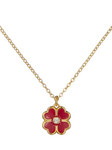 Ted Baker Fern Enamel Flower Pendant Necklace, Gold, Gold Tone, Crystal