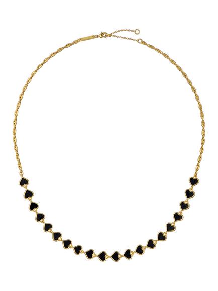 Ted Baker Hazel Enamel Heart Chain Necklace, Gold, Gold Tone, Black