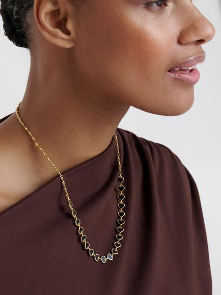 Ted Baker Hazel Enamel Heart Chain Necklace, Gold - view 2, Gold Tone, Black