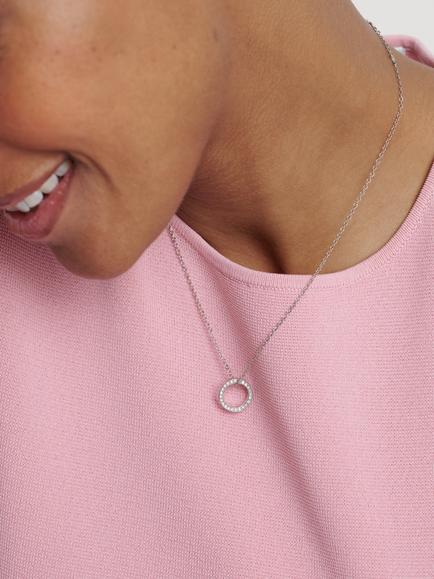 Ted Baker Heri Crystal Hoop Pendant Necklace, Silver - view 2, Silver Tone, Crystal