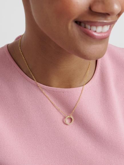 Ted Baker Heri Crystal Hoop Pendant Necklace, Gold - view 2, Gold Tone, Crystal