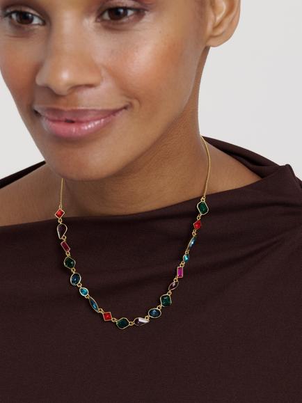 Ted Baker Julie Jewel Chain Crystal Necklace, Gold - view 2, Gold Tone, Crystal