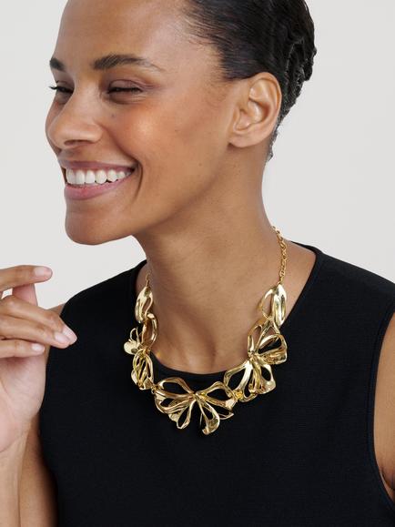 Ted Baker Leona Abstract Leaf Statement Necklace, Gold - view 2, Gold Tone