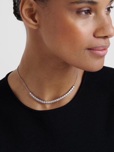 Ted Baker Melrose Crystal Adjustable Tennis Necklace, Silver - view 2, Silver Tone, Crystal