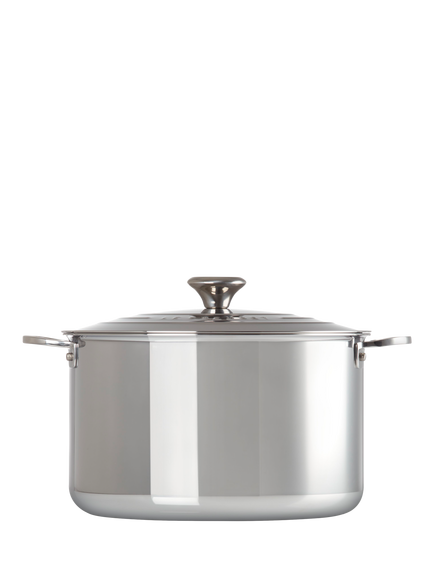 Le Creuset Signature Stainless Steel Deep Casserole & Lid, 28cm - view 2, Stainless Steel