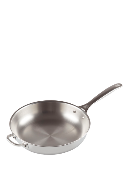 Le Creuset Signature Stainless Steel Uncoated Frying Pan, 28cm - view 2, Stainless Steel