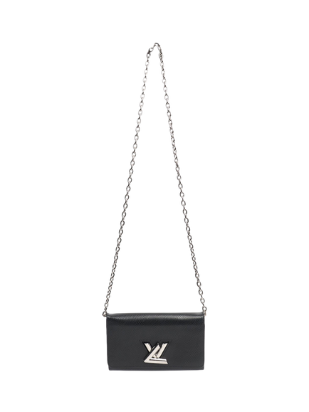Pre-loved Louis Vuitton Twist Lock Chain Leather Wallet, Black - view 2, Black