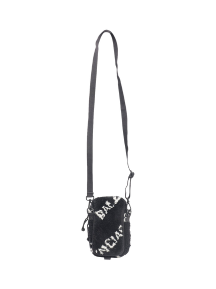 Pre-loved Balenciaga Faux Fur Logo Explorer Crossbody Pouch Bag, Black - view 2, Black