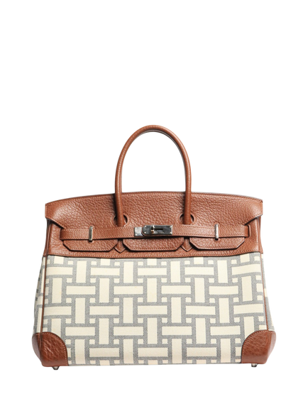Pre-loved Hermès 2008 Birkin 35 Mosaic Top Handle Bag, Brown/Cream, Brown