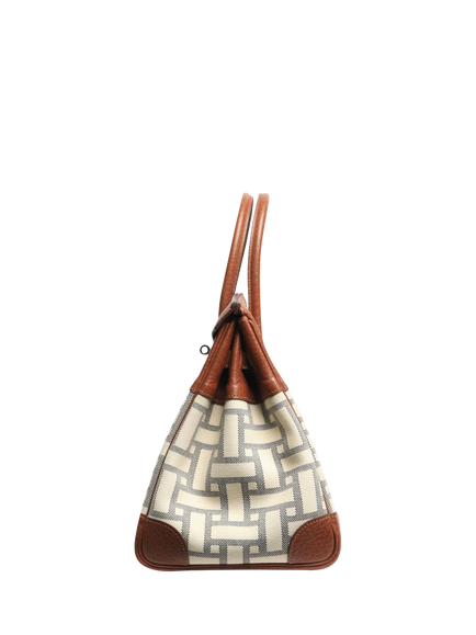 Pre-loved Hermès 2008 Birkin 35 Mosaic Top Handle Bag, Brown/Cream - view 2, Brown