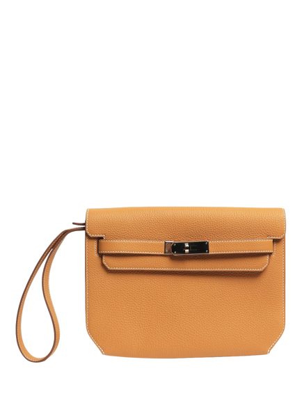 Pre-loved Hermès Kelly Depeches Leather Pouch Bag, Curry, Orange