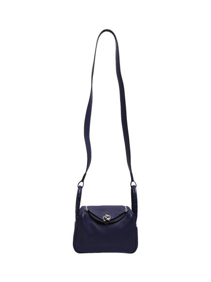 Pre-loved Hermès Lindy Leather Mini Bag, Dark Blue, Blue