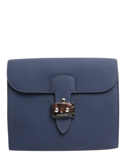 Pre-loved Hermès Sac a Depeches Leather Messenger Bag, Dark Blue, Blue