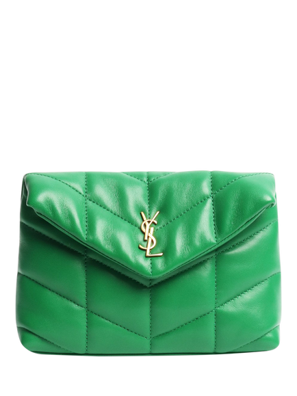 Pre-loved SAINT LAURENT Loulou Quilted Leather Clutch Bag, Green, Green
