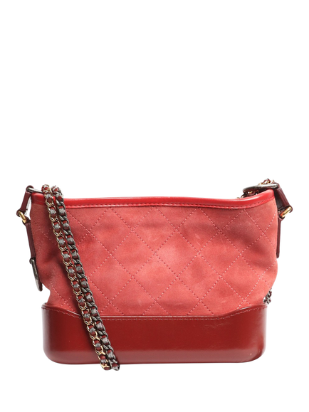 Pre-loved CHANEL 2017 Gabrielle Suede & Leather Crossbody Bag, Red, Red